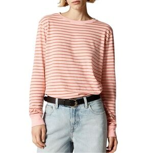 J.Crew Vintage Jersey Striped Long Sleeve Tee Pink Small
